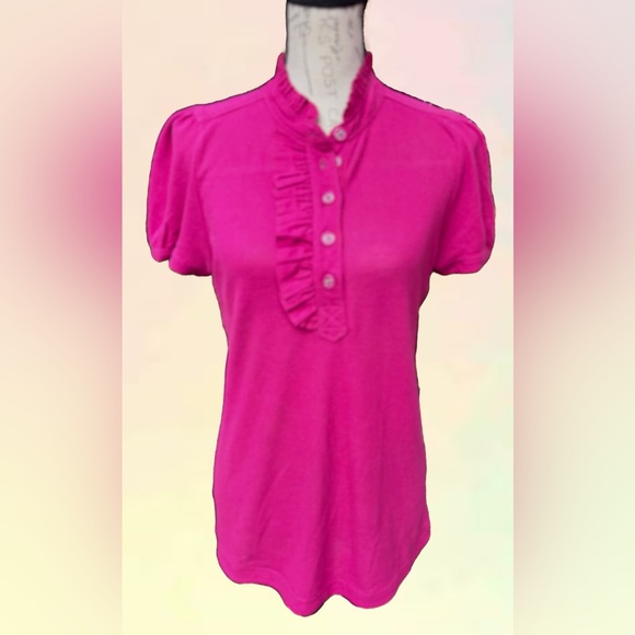 MARC by MARC JACOBS Fuscia Ruffled Neck Polo Shirt SmallPristine Condition